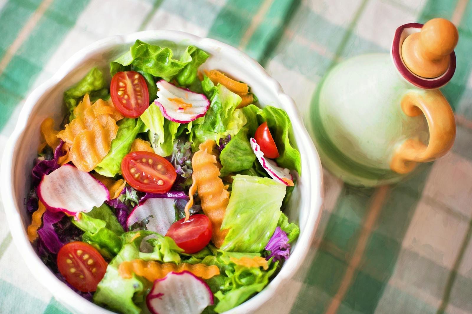 Fresh Middle Eastern salad with herbs and vegetables